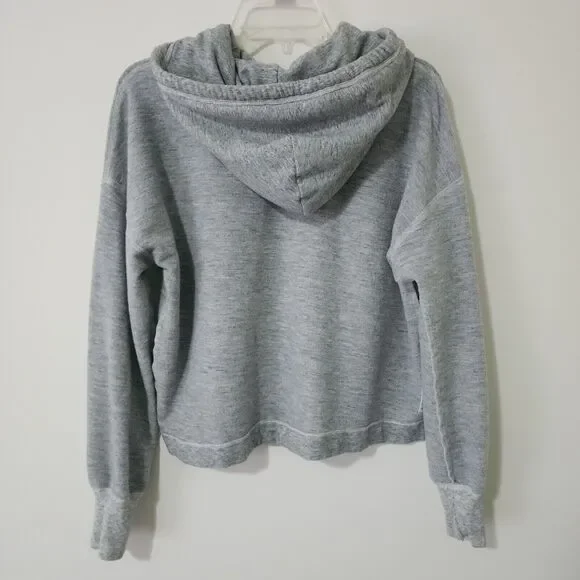 Abercrombie & Fitch Womens Short Oversized Fleece Hoodie Heather Gray A&F Size M - Picture 3 of 11
